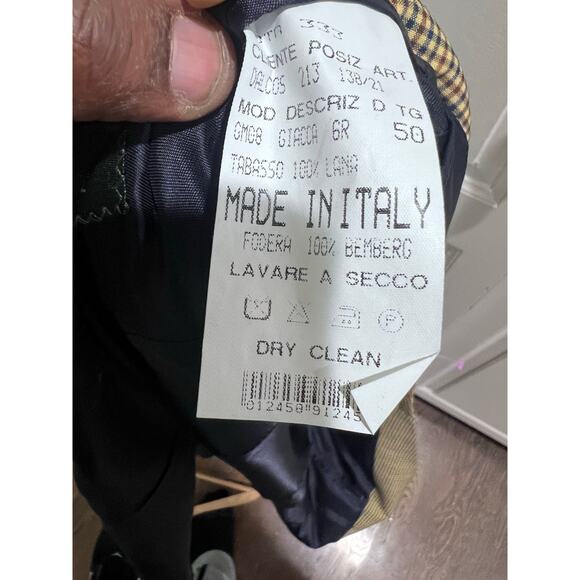 DALCOS Made in Italy 100% Wool Blazer Jacket Check Plaid Brown Navy 50R - Picture 4 of 14